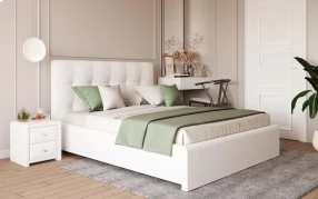Кровать Монако с подъемным механизмом Экокожа, 180х200, Nice White, Nice White