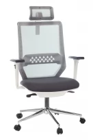 Кресло руководителя MC-W612N-H Ткань/Сетка/Пластик/Металл, Серый 38-417 (ткань)/ Серый TW-04 (сетка)/Белый (пластик)/Хром (металл)