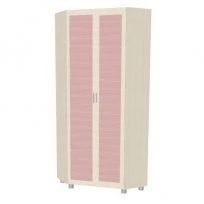 Шкаф угловой для одежды и белья ШК-806 дуб беленый/розовый