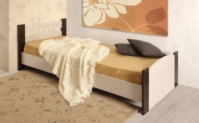 Кровать (шир.900) (вудлайн кремовый / венге) (новая конструкция)