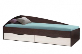 Кровать одинарная Фея - 3 (асимметричная) (1900х800) исп. 1 New (венге / вудлайн кремовый / ДВПО белый)