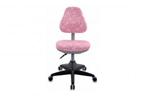 Кресло детское KD-2 Ткань/Пластик/Металл, Розовый сердца (ткань)/Розовый (сетка)/Чёрный (пластик), Нет