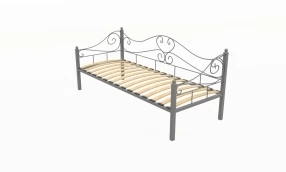 Кровать Валенсия Металл, 90х190 мм, Серый муар, Серый муар