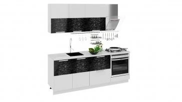 Готовый Набор для кухни длиной - 210 см (со шкафом НБ) ГН72_210_1 (НБ) белый/черный